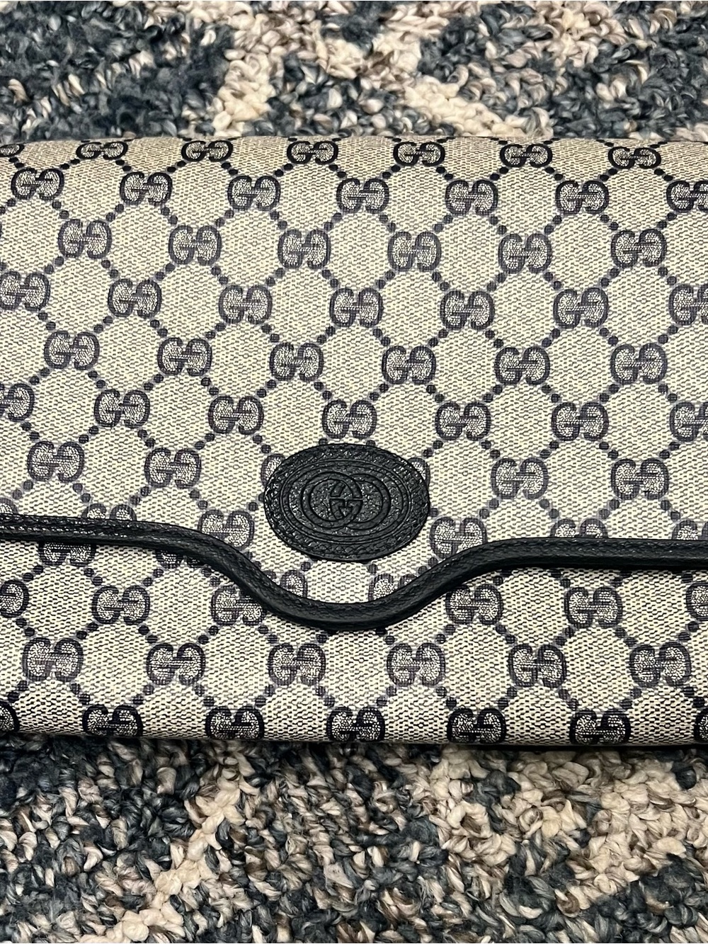 Gucci Navy Signature Envelope Clutch